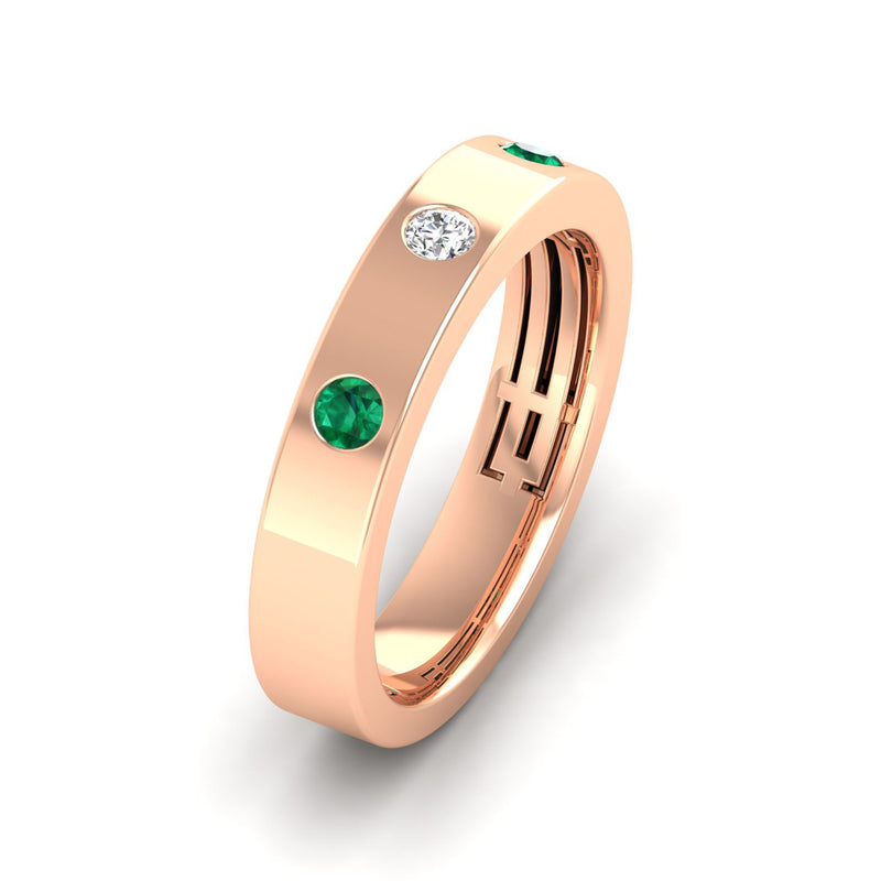 14K Rose Gold - Emerald