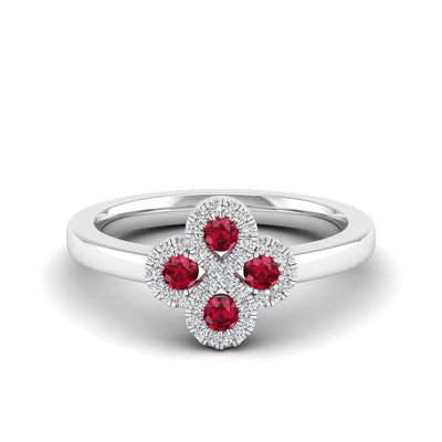 Clover Ruby and Diamond Ring