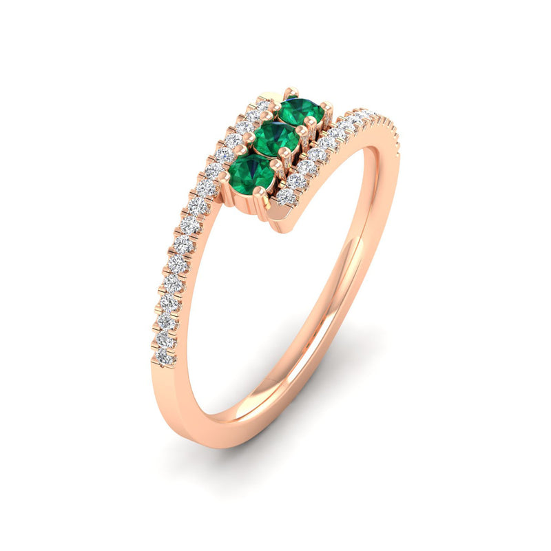 14K Rose Gold - Emerald