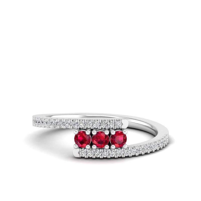 14K White Gold - Ruby