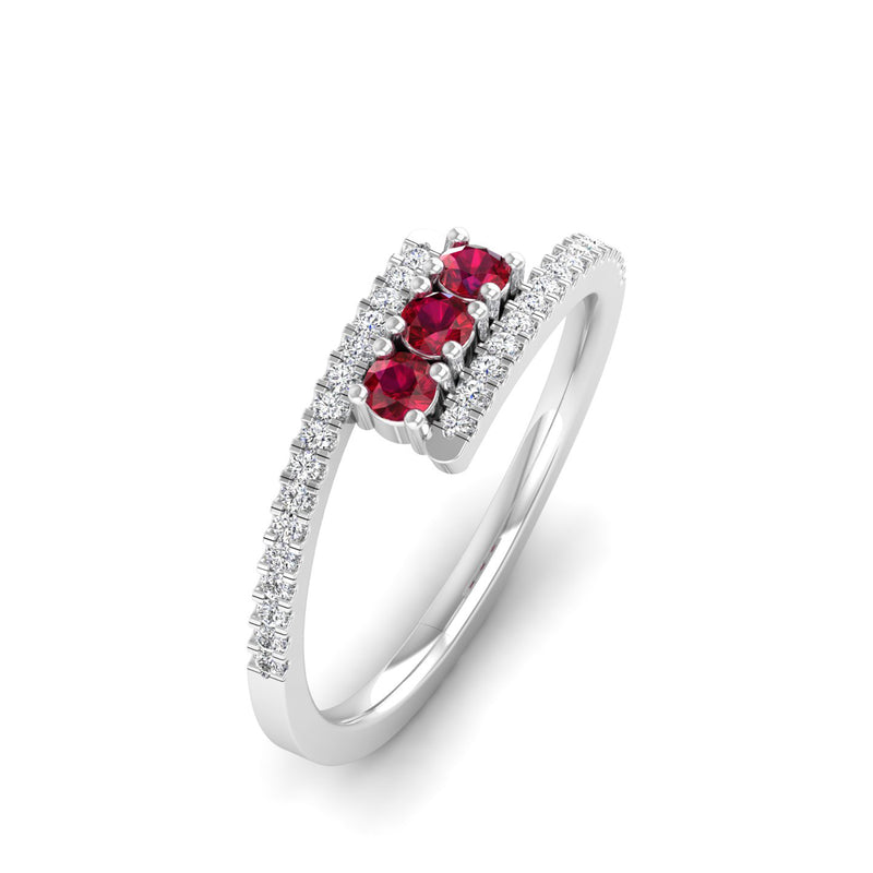 14K White Gold - Ruby