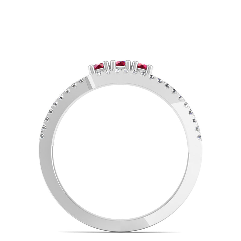 14K White Gold - Ruby