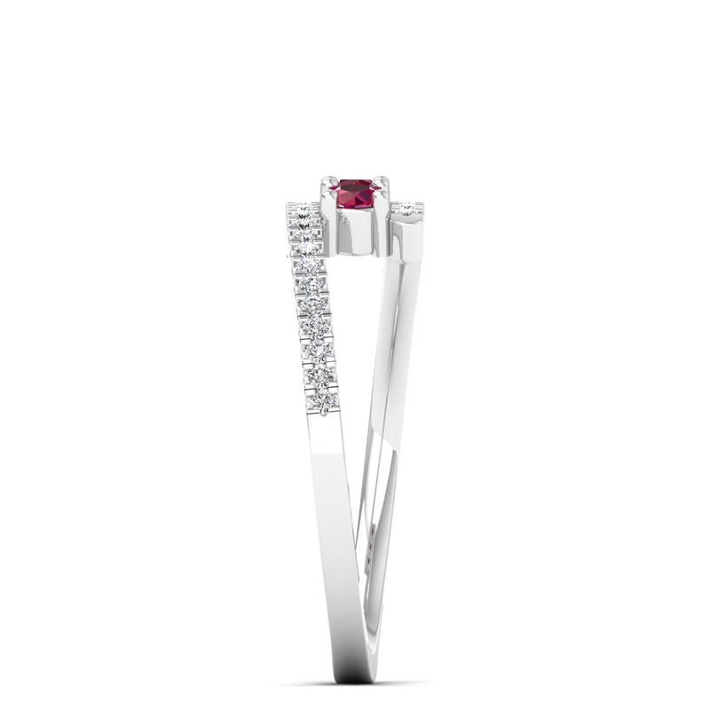 14K White Gold - Ruby
