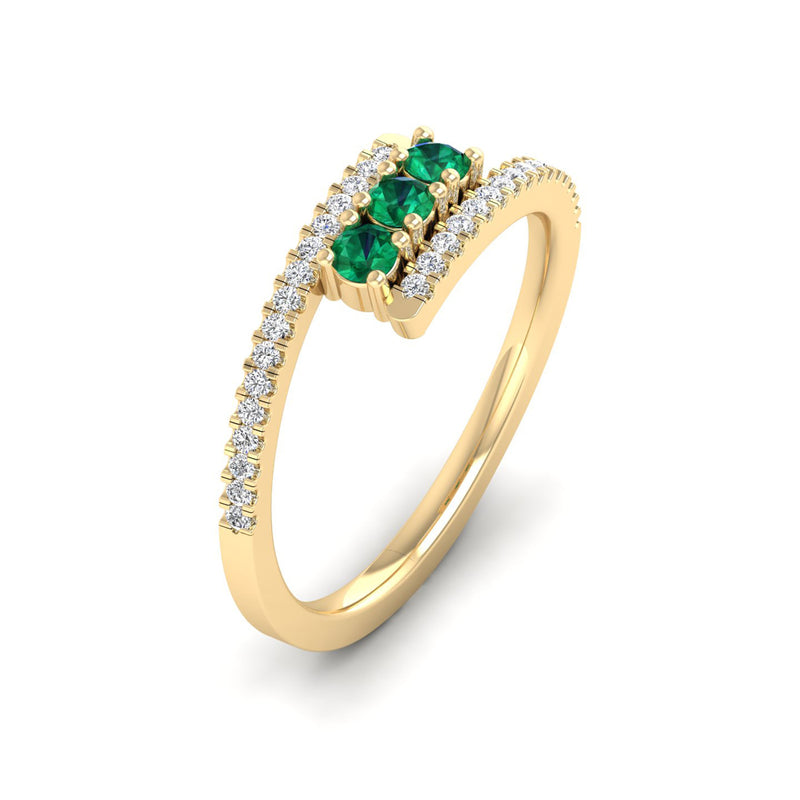 14K Yellow Gold - Emerald