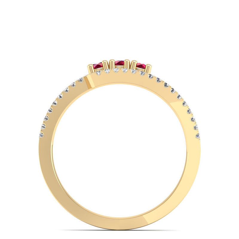 14K Yellow Gold - Ruby