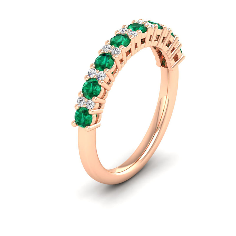 14K Rose Gold - Emerald