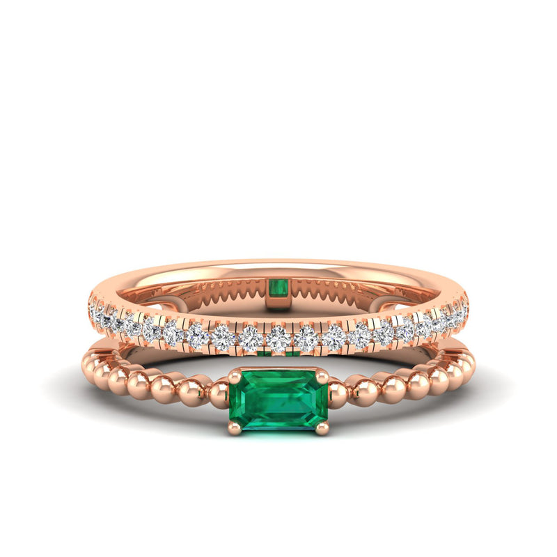 14K Rose Gold - Emerald