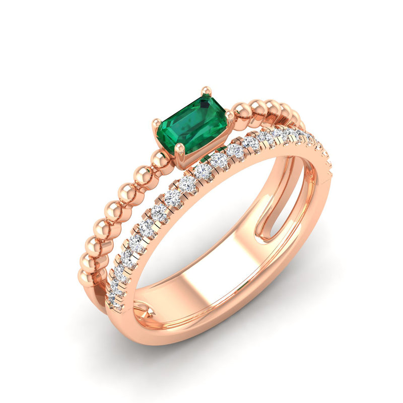 14K Rose Gold - Emerald