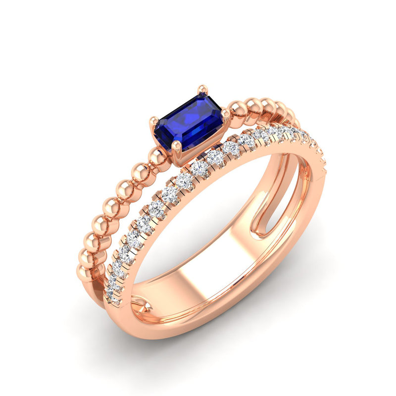 14K Rose Gold - Sapphire