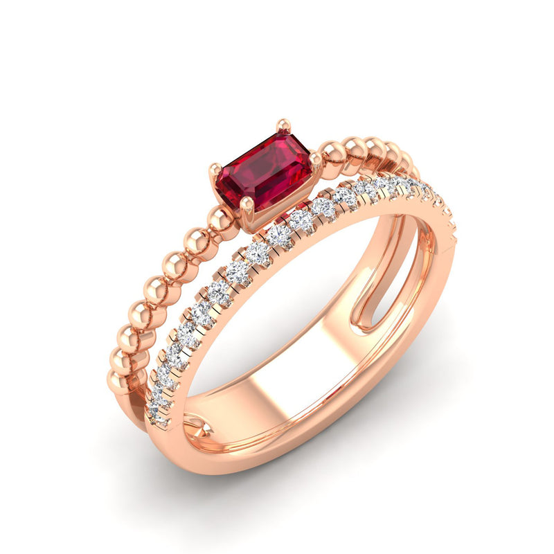 14K Rose Gold - Ruby