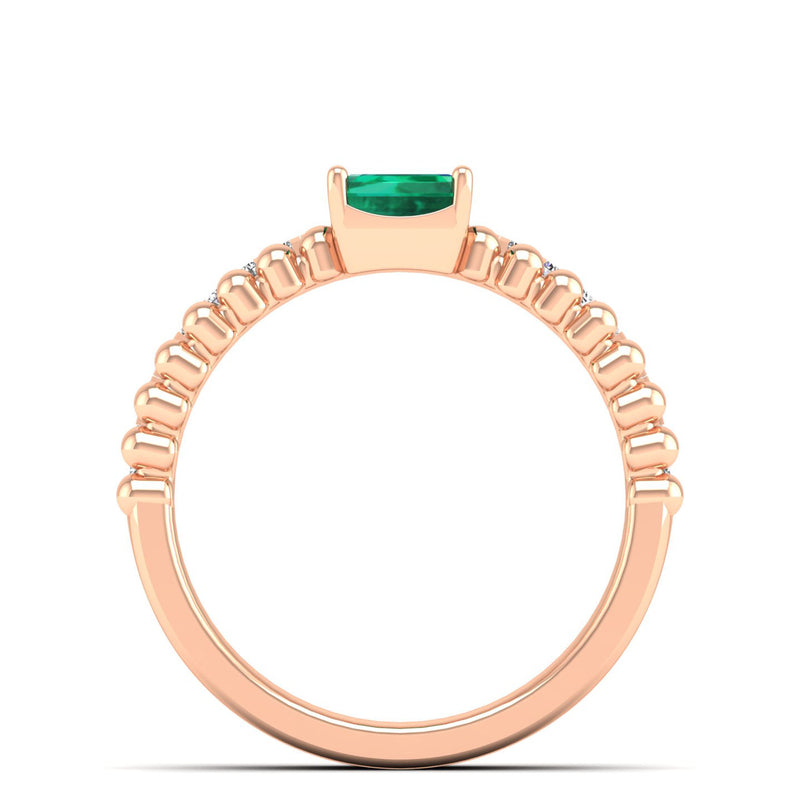 14K Rose Gold - Emerald