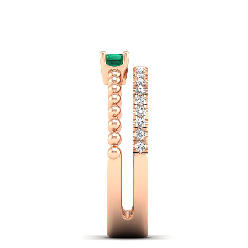 14K Rose Gold - Emerald