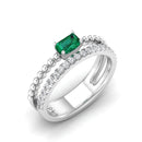 14K White Gold - Emerald