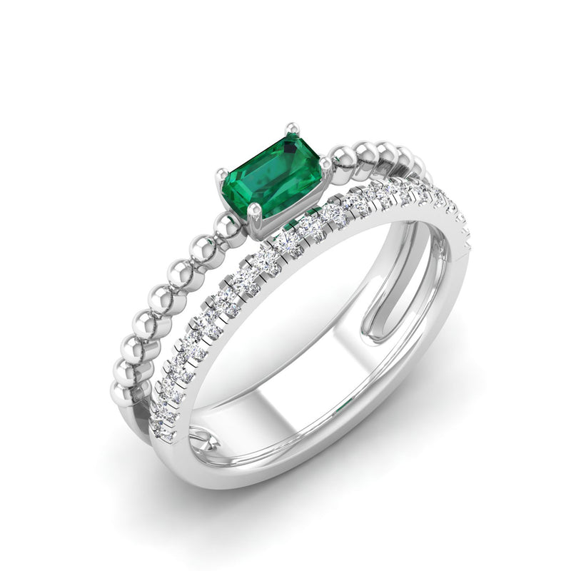 14K White Gold - Emerald