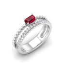 14K White Gold - Ruby