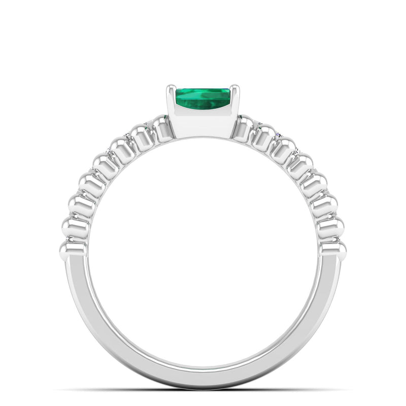 14K White Gold - Emerald