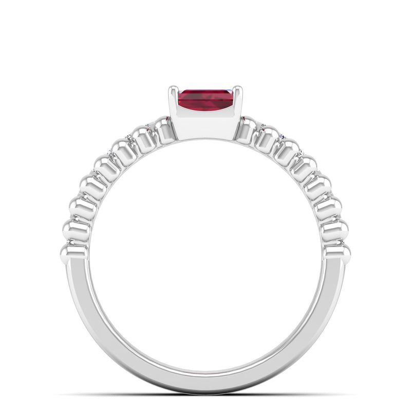 14K White Gold - Ruby
