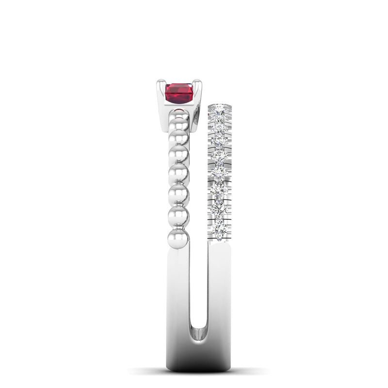 14K White Gold - Ruby