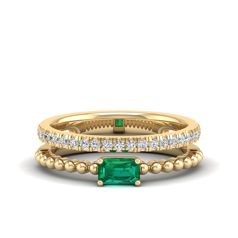 14K Yellow Gold - Emerald