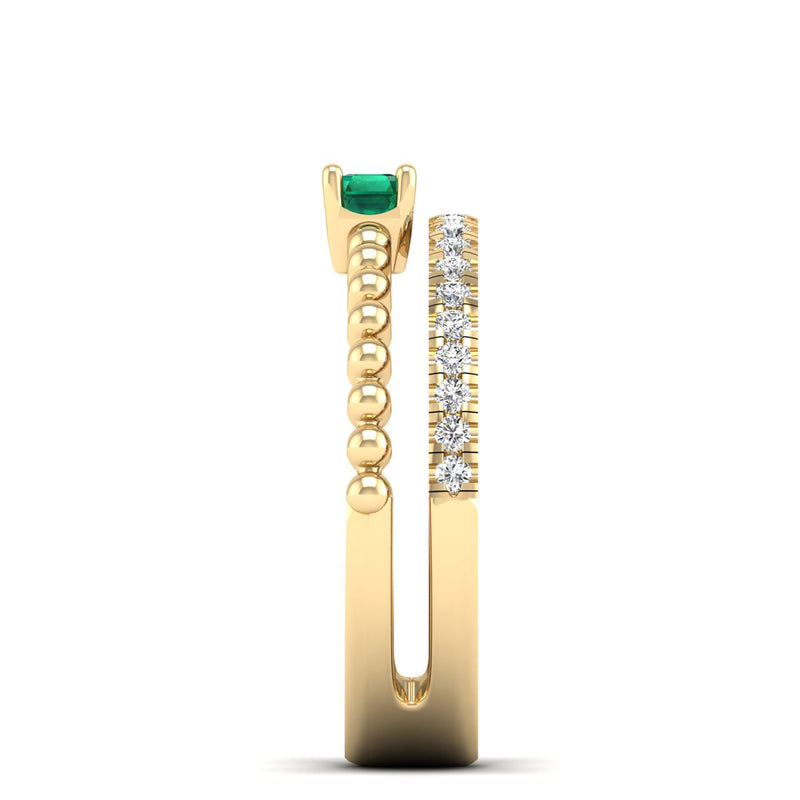 14K Yellow Gold - Emerald
