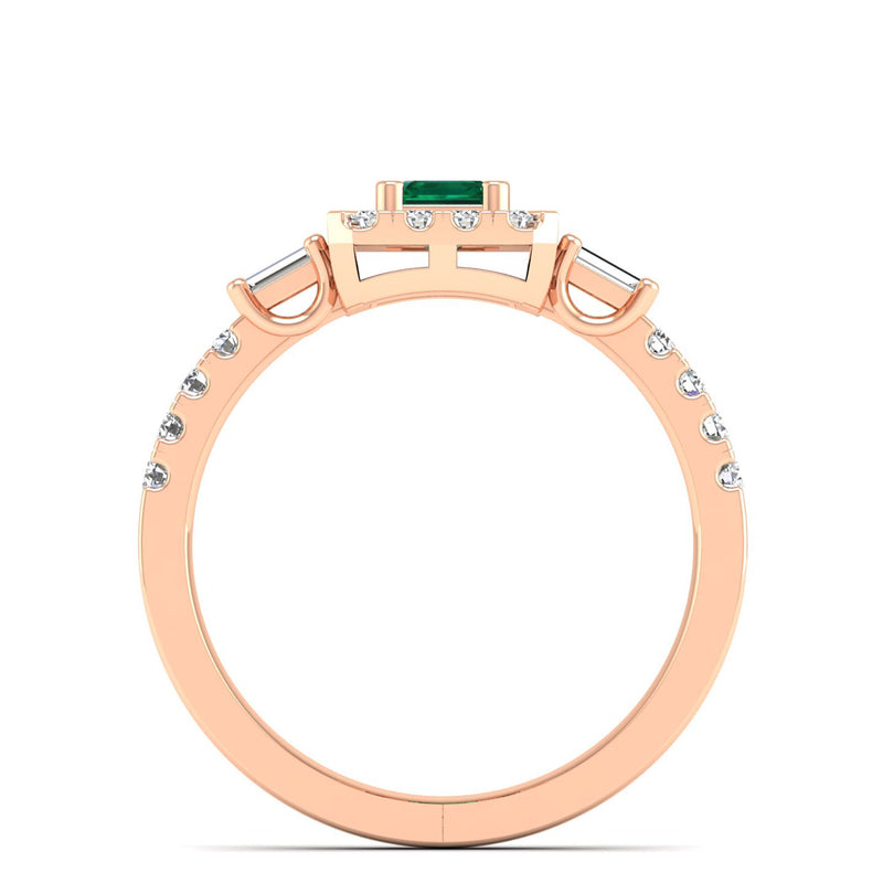 14K Rose Gold - Emerald