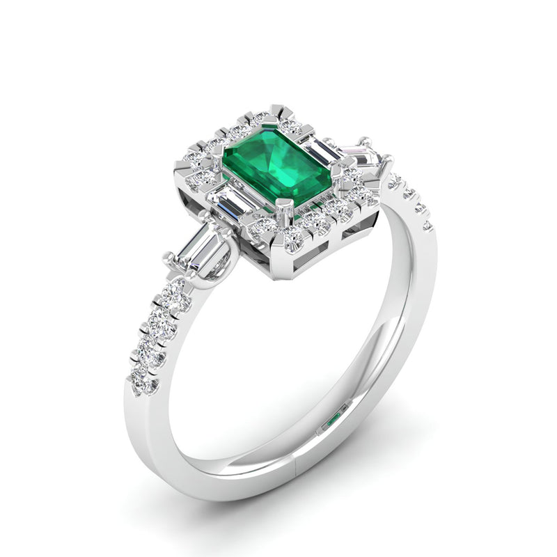 14K White Gold - Emerald