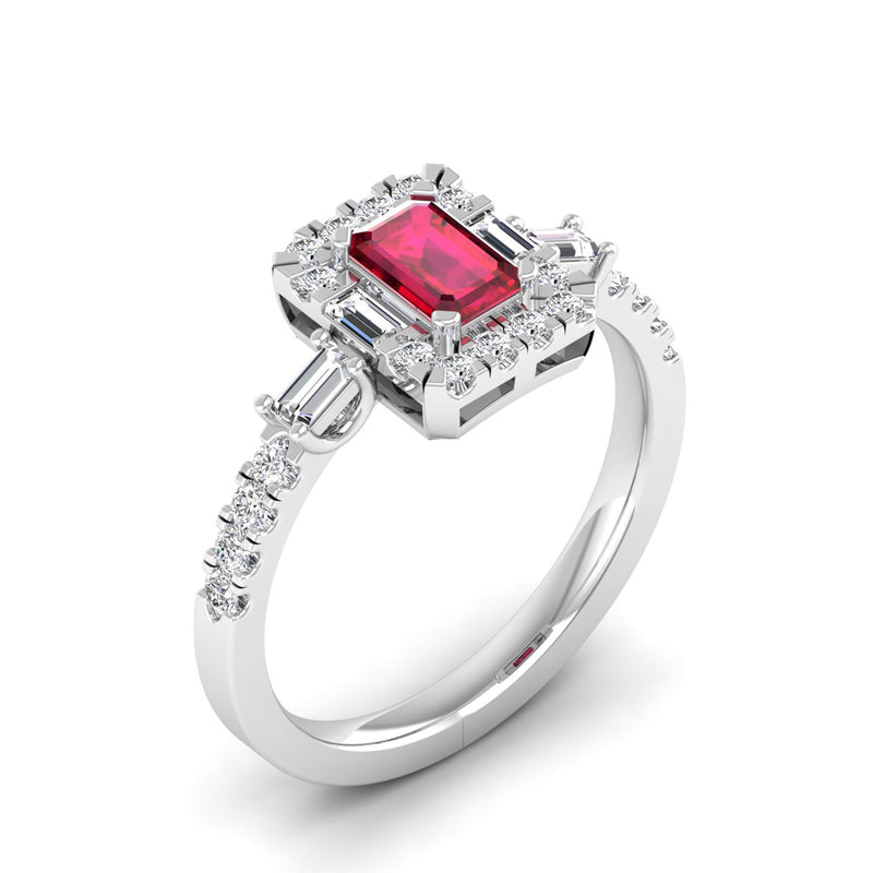14K White Gold - Ruby