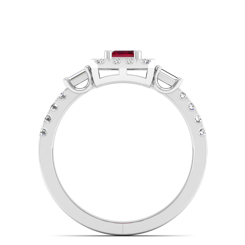 14K White Gold - Ruby
