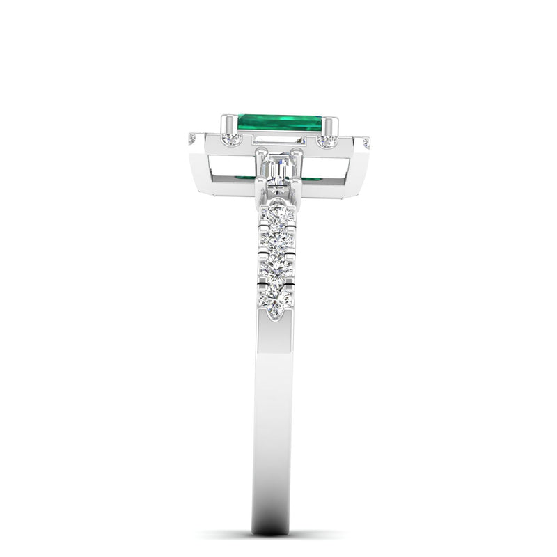 14K White Gold - Emerald