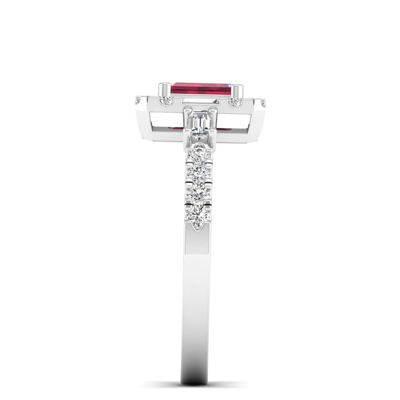 14K White Gold - Ruby