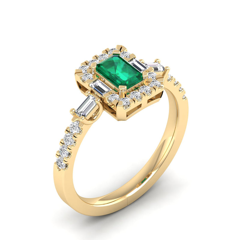14K Yellow Gold - Emerald