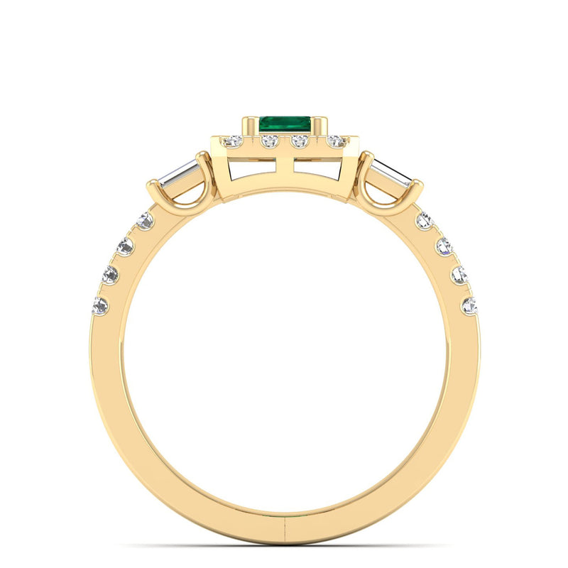 14K Yellow Gold - Emerald