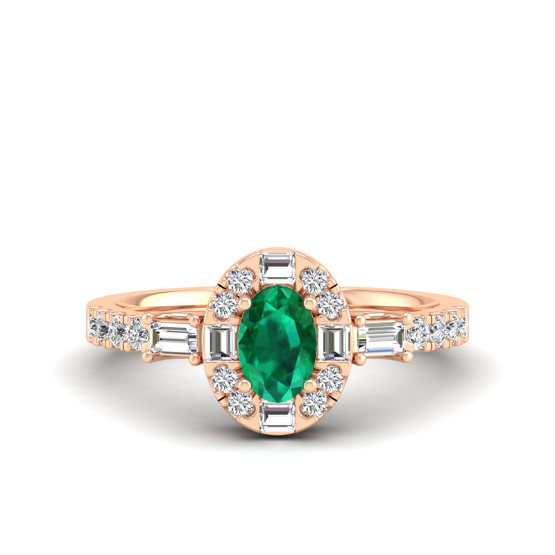 14K Rose Gold - Emerald