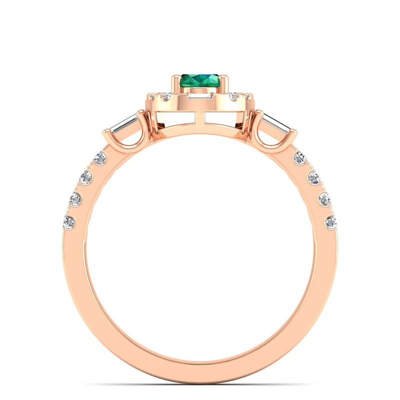 14K Rose Gold - Emerald