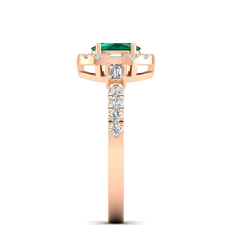 14K Rose Gold - Emerald