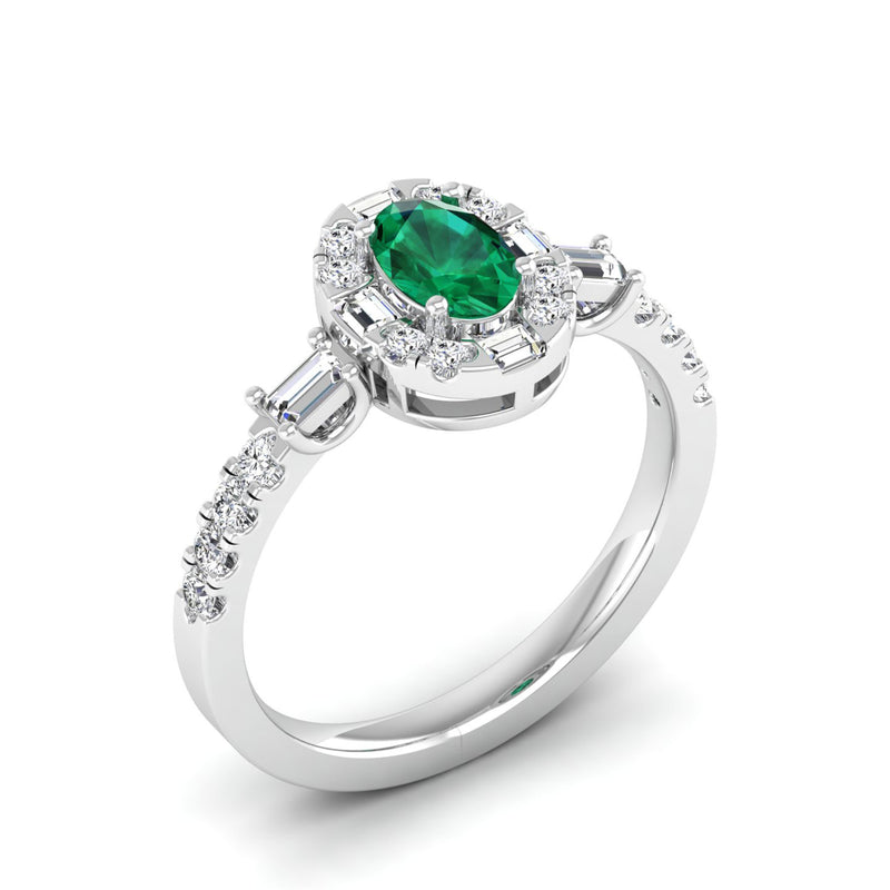 14K White Gold - Emerald