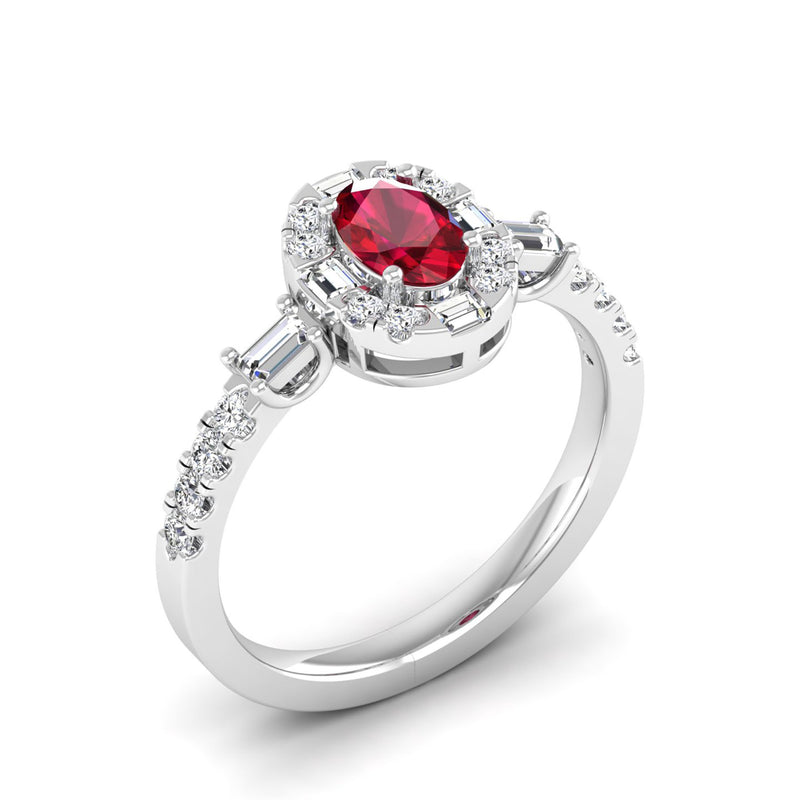 14K White Gold - Ruby