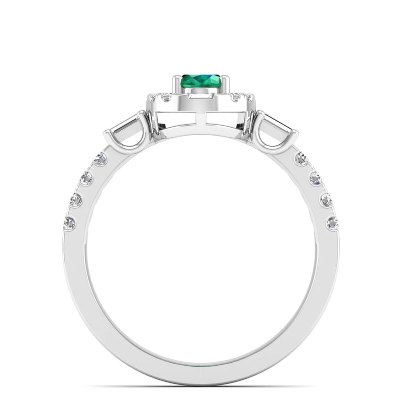 14K White Gold - Emerald