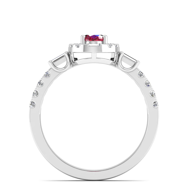 14K White Gold - Ruby