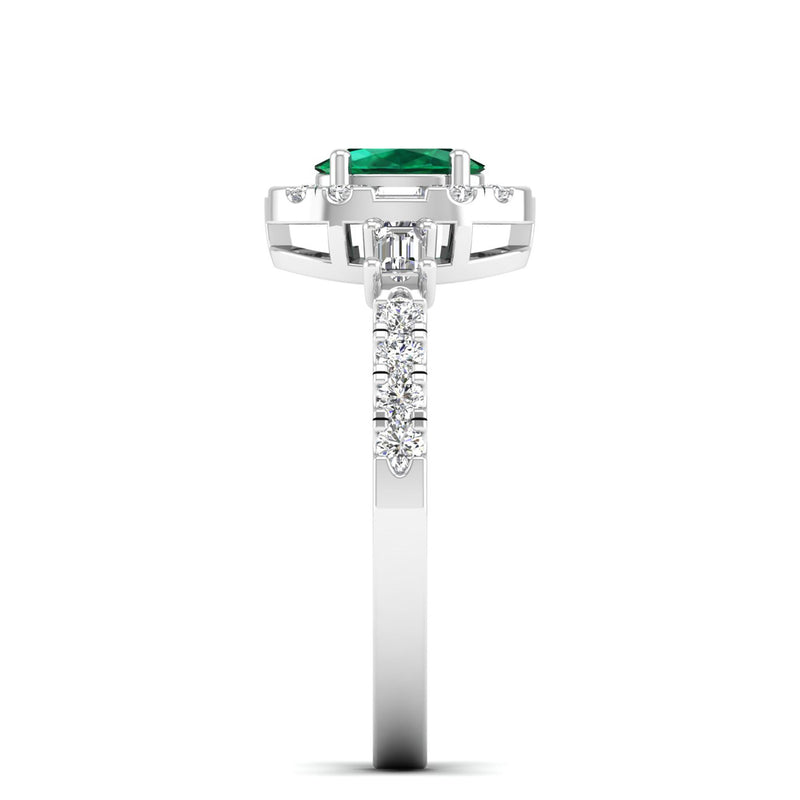 14K White Gold - Emerald