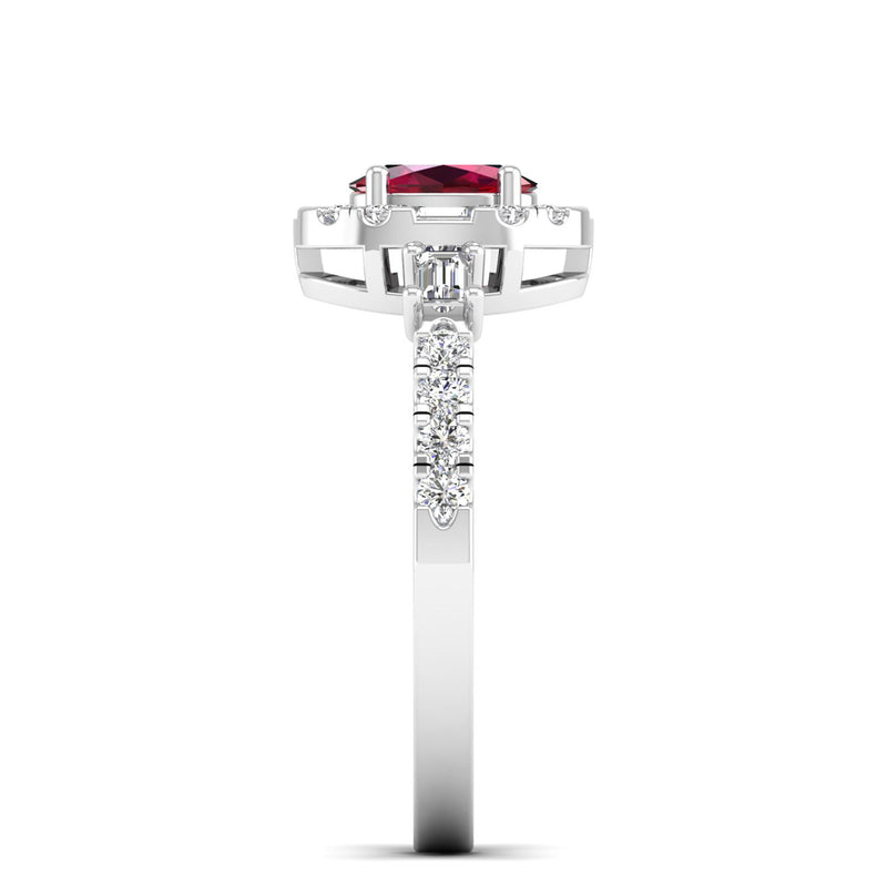 14K White Gold - Ruby