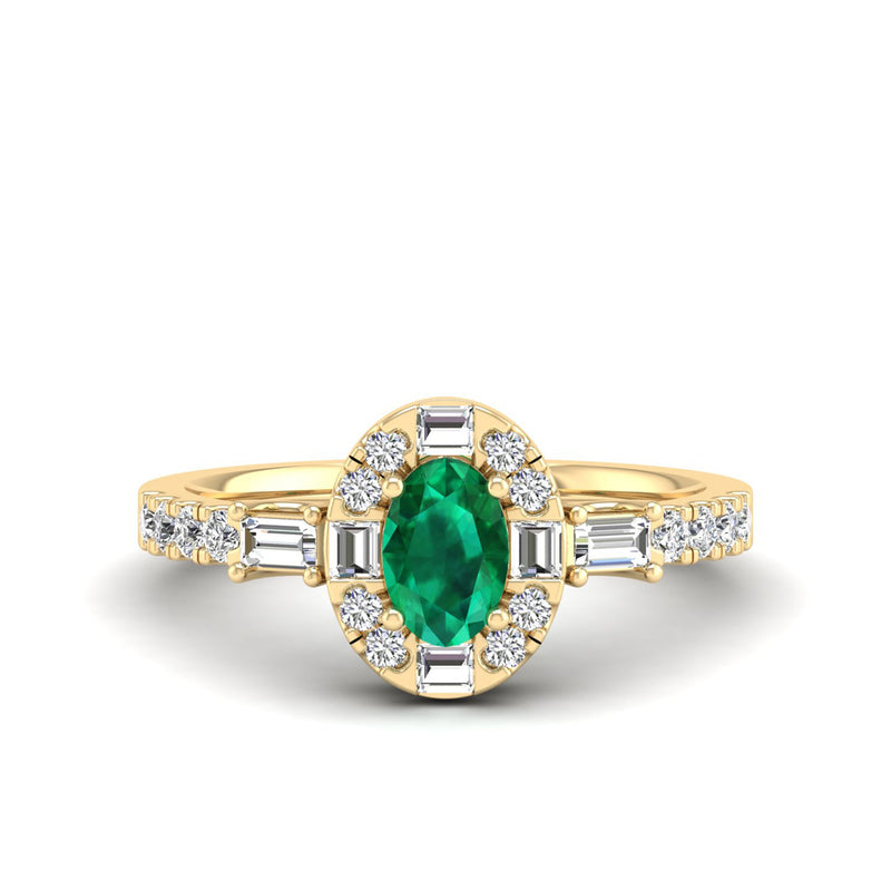 14K Yellow Gold - Emerald