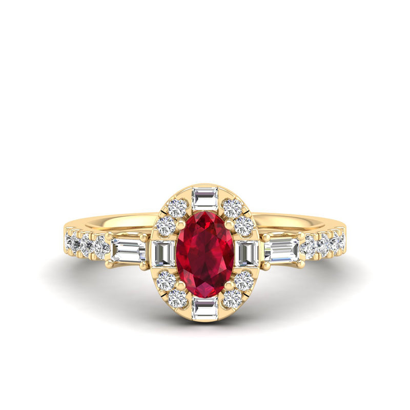 14K Yellow Gold - Ruby