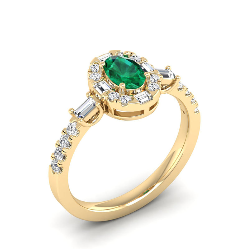 14K Yellow Gold - Emerald