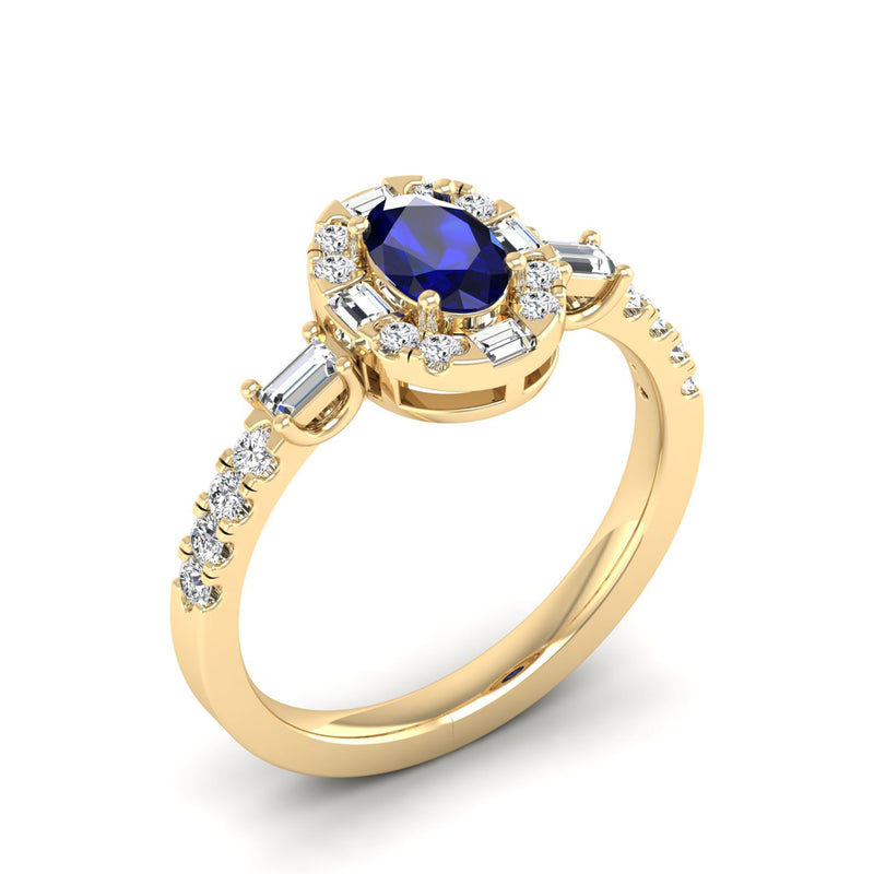 14K Yellow Gold - Sapphire