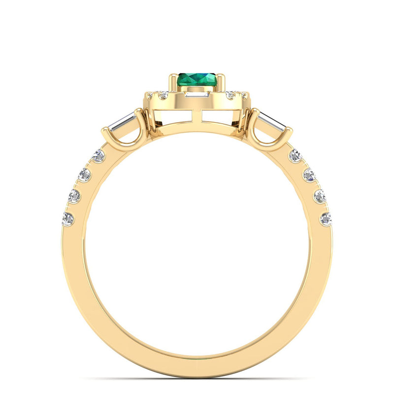 14K Yellow Gold - Emerald