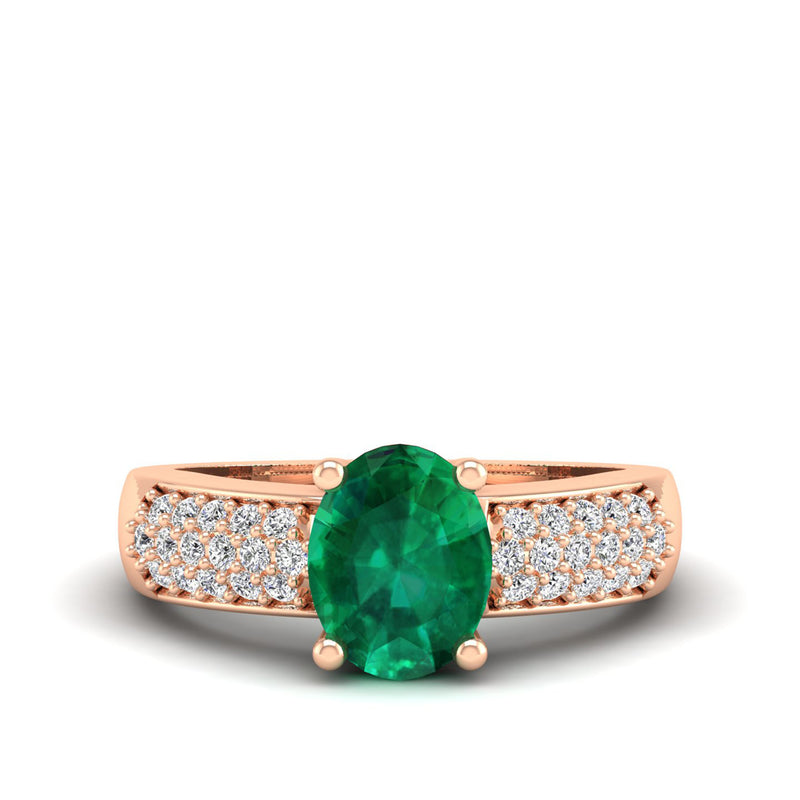 14K Rose Gold - Emerald