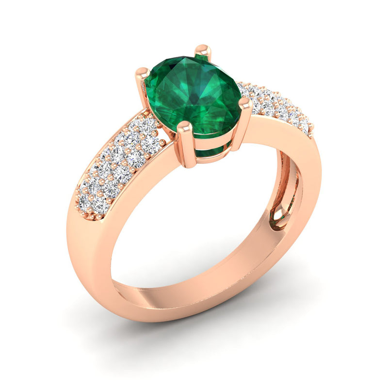 14K Rose Gold - Emerald