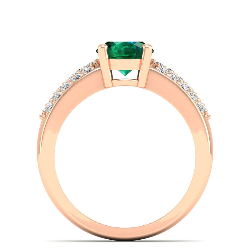 14K Rose Gold - Emerald