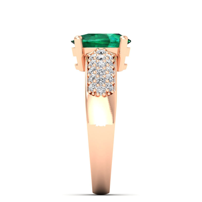 14K Rose Gold - Emerald